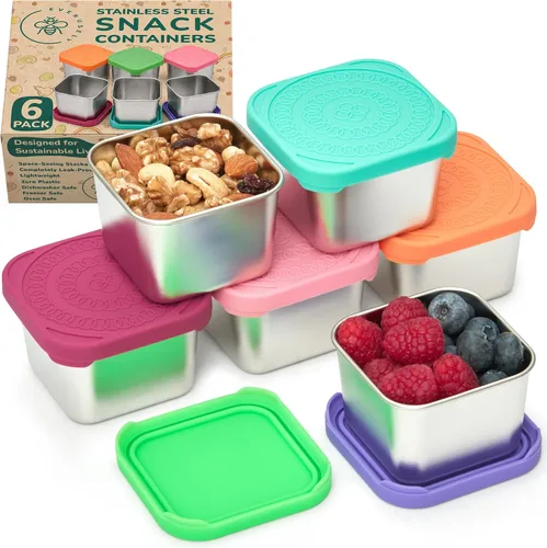 Vista 12 de Recipientes de alimentos de acero inoxidable para microondas, loncheras Brillante