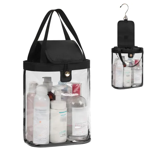 Vista 8 de Bolsas de maquillaje transparentes, bolsa de aseo aprobada por la TSA para viajes, bolsa de viaje transparente para artículos de tocador