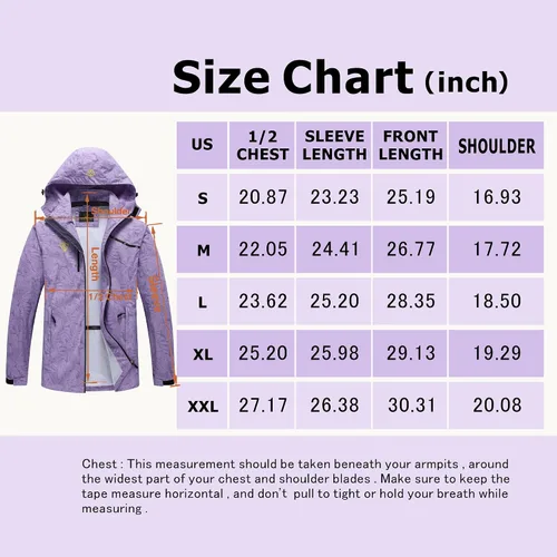 Vista 4 de GIISAM Chaqueta impermeable para mujer, ligera, resistente al viento, con cremallera completa, rompevientos con capucha