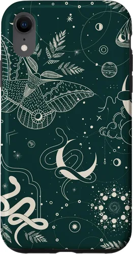Vista 25 de Dark Green Mystical Witchcore Celestial Night Moth & Snake Case para iPhone 16