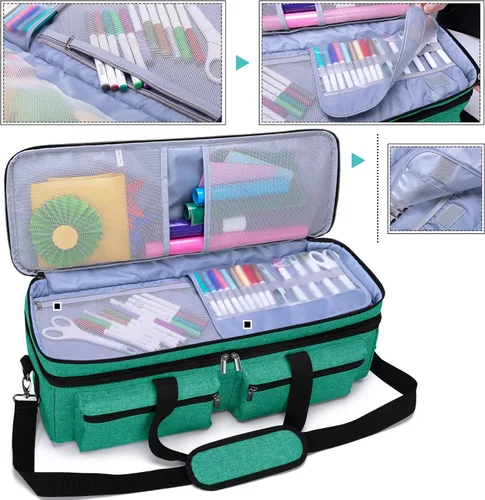 Vista 2 de LUXJA Bolsa de doble capa para Cricut Explore Air (Air2) y Maker, verde Verde Oscuro
