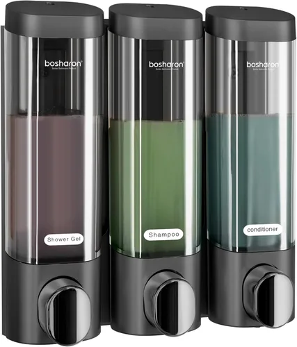 Vista 8 de Dispensador de jabón de ducha 2 en 1, dispensador de champú y acondicionador de cámara de 10.1 fl oz, dispensador de champú para ducha montado