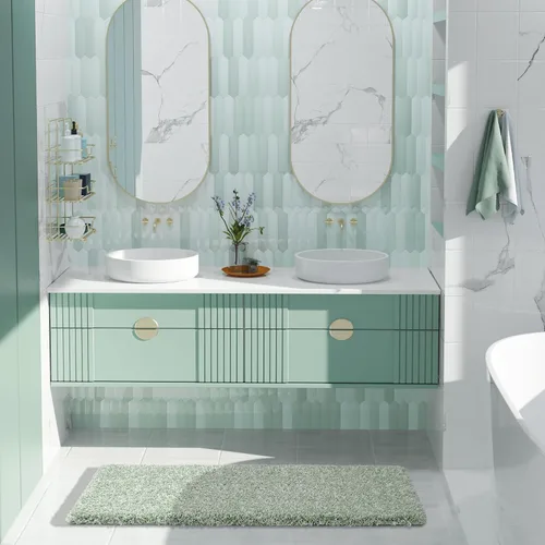 Vista 84 de Yimobra Alfombras de baño en negro y blanco antideslizantes lavables, tapetes de baño ultra suaves y absorbentes de agua, alfombra de ducha suave