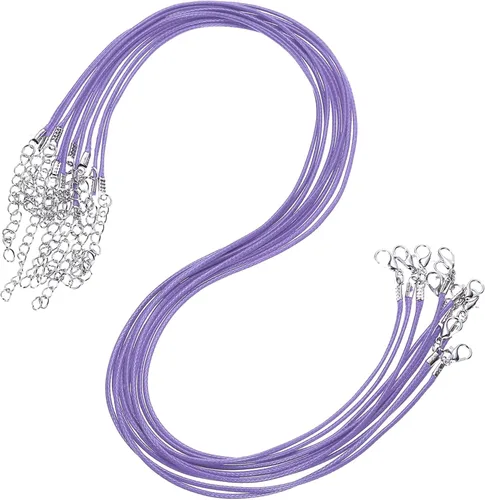 Vista 35 de MECCANIXITY 10 cordones de collar encerado de 18 pulgadas, cadena de collar a granel con cierre de 0.059 in de cuerda de cuero encerado para hacer