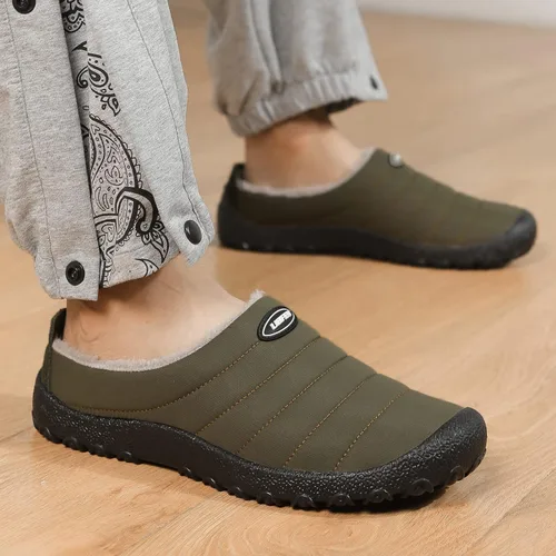 Vista 4 de UBFEN Mens Womens Winter Warm Slippers with Fuzzy Plush Lining Slip on House Shoes Indoor Outdoor Anti-Skid Rubber Sole