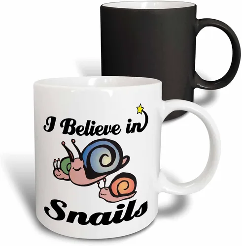 Vista 12 de 3dRose Taza "I Believe in Snails", 11 onzas, color negro y blanco Negro/Blanco