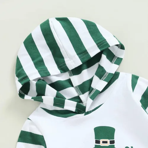 Vista 4 de Bowanadacles Traje de manga larga con capucha para bebé recién nacido, con capucha, diseño de rayas