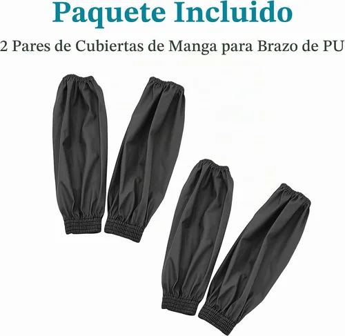 Vista 7 de Yzurbu Fundas para brazos, protector de poliuretano para brazo con puños elásticos, impermeable, resistente al aceite, resistente al ácido Negro - 2