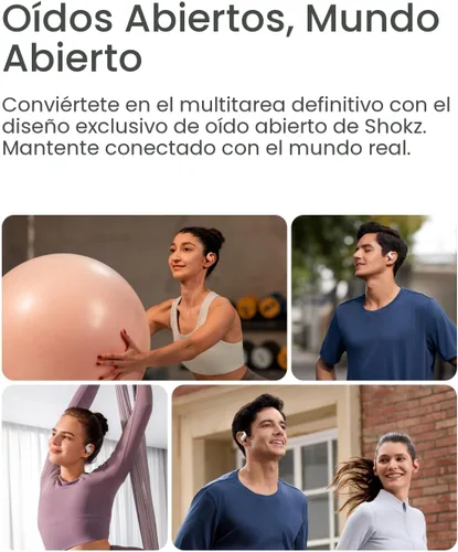 Vista 5 de SHOKZ OpenFit Air - Auriculares de oreja abierta, auriculares verdaderamente inalámbricos, resistentes al agua, ganchos seguros para uso diario