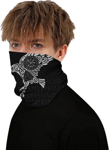 Vista 5 de GLUDEAR Máscara facial vikingo con estampado 3D de calavera y rayos UV, bandana sin costuras, bandana multifuncional para el cuello, para mujeres