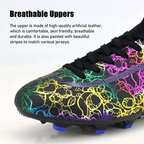 Vista 2 de Juzecx Tacos de fútbol para hombre y mujer, zapatos de fútbol de alta calidad, botas de fútbol para niños grandes, tenis de entrenamiento