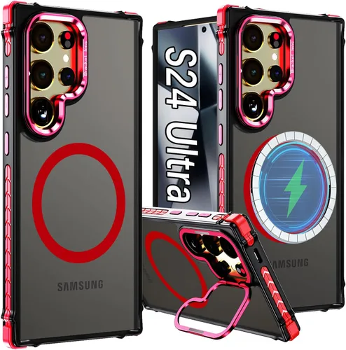 Vista 29 de para Galaxy S24 Plus Funda Magnética, Funda Resistente y Rugosa con Protección contra Caídas [Compatible con Carga Inalámbrica Rápida] Funda