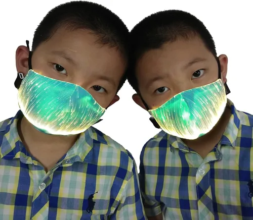 Vista 2 de Máscara LED para niños RGB LED de fibra óptica iluminada para fiestas Rave Halloween máscaras para niños y niñas