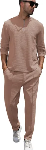 Vista 16 de FZNHQL Conjunto deportivo de moda para hombre, 2 piezas, casual, atlético, para correr, manga corta/larga, conjunto para hombre