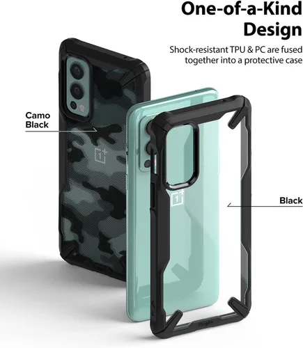 Vista 4 de Ringke Fusion-X - Funda compatible con OnePlus Nord 2 5G, parte trasera de policarbonato duro transparente, a prueba de golpes, resistente, marco
