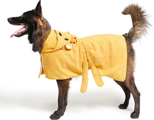 Vista 12 de BARKBOX - Albornoz para perros, tamaño mediano Toalla de baño de microfibra de secado rápido, cierre de velcro y lazo envolvente, lavable a