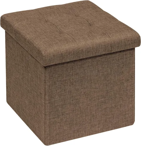 Vista 9 de B FSOBEIIALEO Cubo otomano de almacenamiento, baúl de almacenamiento, reposapiés plegable para sala de estar, 12.6 x 12.6 x 12.6 pulgadas