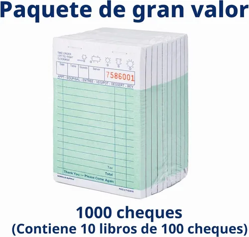 Vista 5 de [1000] Gorilla Supply - Mini libro de cheques de invitados de 3.4 x 5.04 pulgadas, bloc de notas de servidor para camarero y camarera, cheques