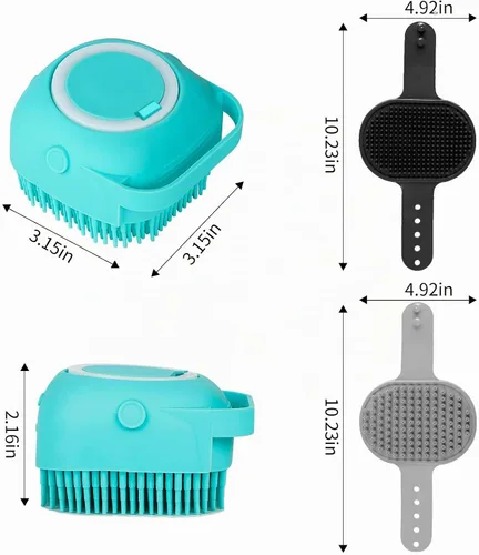 Vista 6 de Comotech 6 piezas: cepillo de baño para perros y cepillo de dientes para perros Cepillo de champú y estropajo con mango ajustable para perros