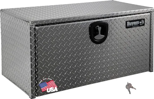 Vista 17 de Buyers Products 1705148 - Caja de camión de aluminio diamantado para debajo de la carrocería con pestillo de mango en T, 14 x 12 x 16 pulgadas