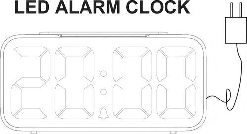 Vista 3 de Reloj despertador digital LED con adaptador USB, brillo y volumen ajustables, función de repetición, puerto USB, fácil de configurar