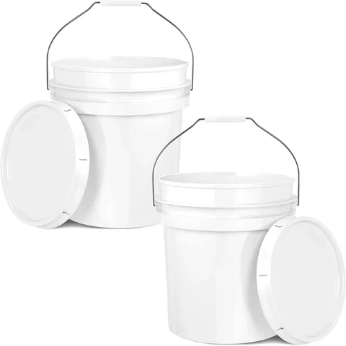 Vista 8 de EconoHome Cubo de plástico redondo de grado alimentario de 1 galón - Recipientes de almacenamiento de alimentos tipo deli con tapas ideales