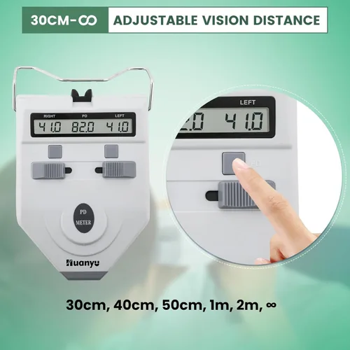 Vista 4 de Pupilómetro digital óptico con función de memoria, medidor de distancia de pupila LCD, compensación de dioptrías, herramienta de medición PD