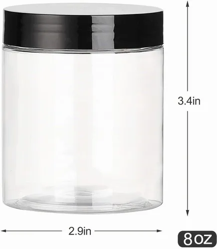 Vista 2 de Dabacc Tarros de plástico de 8 onzas con tapas, paquete de 24 recipientes de plástico transparente para almacenamiento de alimentos de cocina