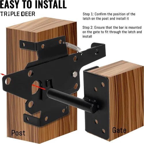 Vista 5 de TRIPLE DEER Pestillo de puerta de valla autobloqueante, montaje en poste de vinilo resistente, herrajes de puerta de madera de cierre automático