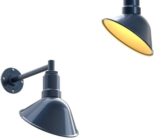 Vista 73 de Steel Lighting Co. Luz de Letrero de Tienda Venice para Pared de Acento de Restaurante al Aire Libre Cúpula de 9 pulgadas Brazo Recto de 6