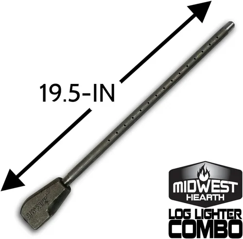 Vista 2 de Midwest Hearth Kit universal de encendedor de troncos con tubo de quemador, válvula de bola recta, llave cromada y placa de suelo (gas natural)