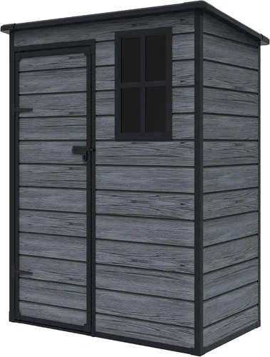 Vista 9 de Amopatio Cobertizo de almacenamiento para exteriores con piso, cobertizo de plástico con cerradura de 5 x 3 pies con ventilación, cobertizos
