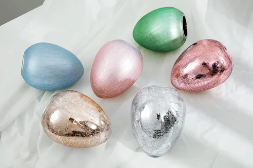 Vista 8 de Diamond Star Figura decorativa de huevos de Pascua con forma de huevo de cristal dorado grande soplado a mano