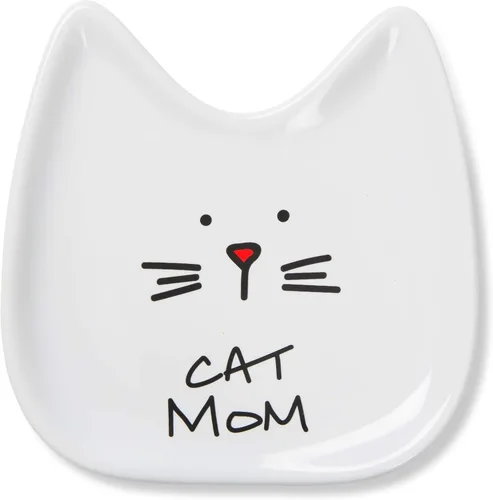 Vista 10 de Pavilion Gift Company Blobby Cat plato apoya cucharas "I Licked the Spoon" de 5 pulgadas, color blanco