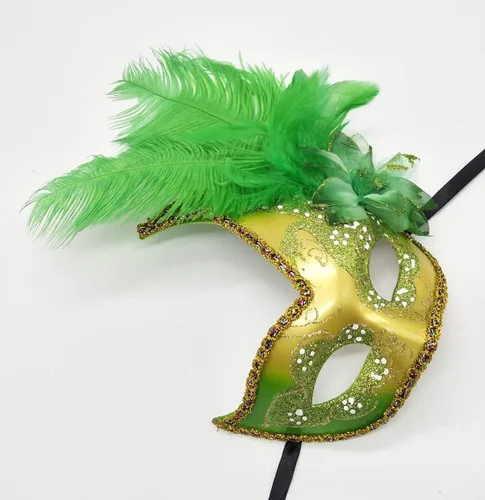 Vista 3 de Máscara de disfraz de plumas para mascarada de Halloween, Mardi Gras, máscara de fiesta de cosplay