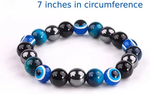Vista 19 de Pulsera de triple protección, ojo de tigre malvado de ojo y obsidiana negra de 0.315 in, pulsera curativa para hombres y mujeres, pulsera curativa