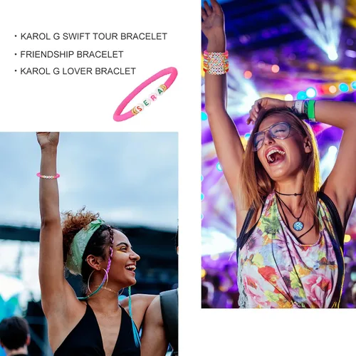 Vista 6 de Juego de 8 pulseras Karol G Manana Sera Bonito Bichota Karol G Concert Outfits Merch Jewelry para mujeres y niñas, Cuero, Pulsera Karol G