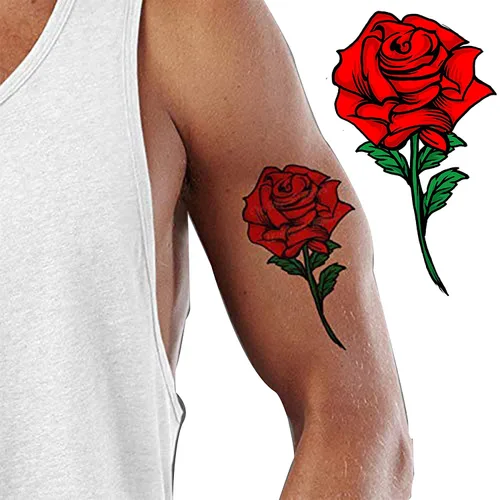 Vista 15 de Pegar en flores rosas flora flores adulto tatuaje temporal transferencia femenino cuerpo arte transferencias mujeres realista impermeable flora
