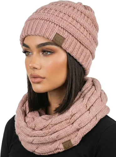 Vista 26 de Funky Junque - Juego de pañuelo y gorro de punto a juego para mujer Negro