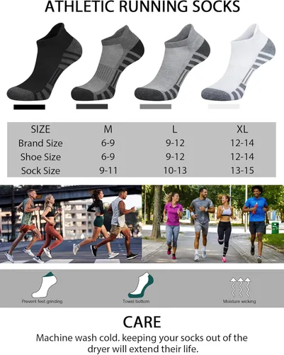 Vista 5 de Airacker Ankle Athletic Running Socks Cushioned Breathable Low Cut Sports Tab Socks for Men and Women (6 Pairs)