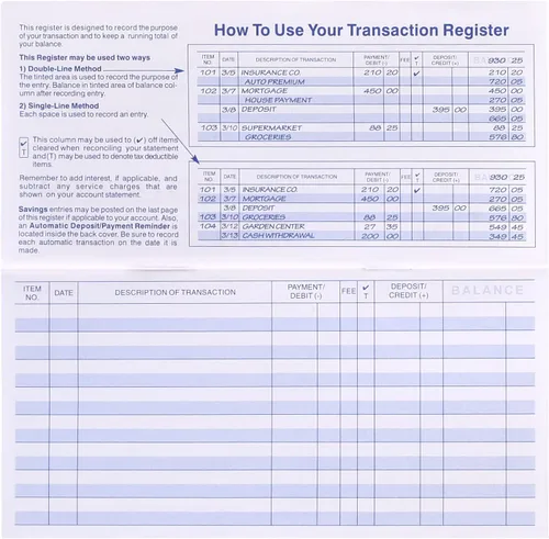 Vista 2 de 24 cajas registradoras para chequera personal, fácil de leer