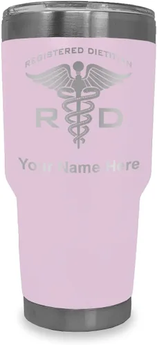 Vista 17 de LaserGram Vaso aislado al vacío de 20 onzas, dietista registrado RD, grabado personalizado incluido (negro)