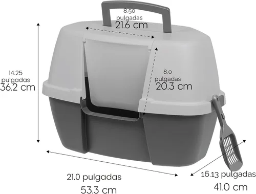 Vista 2 de IRIS USA Gabinete de caja de arena esquinera para gatos con pala, caja de arena pequeña para gatos con tapa, gabinete de caja de arena de esquina