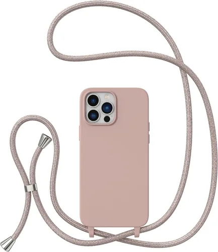 Vista 7 de ZTOFERA Funda cruzada para iPhone 14 Pro con correa de cordón, cuerda ajustable, funda suave de silicona líquida para iPhone 14 Pro de 6.1 pulgadas