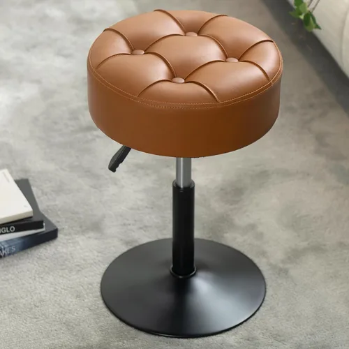 Vista 11 de Taburete de tocador ajustable con espuma de alta densidad que no se hunde y base de metal Silla giratoria de maquillaje, taburete de maquillaje