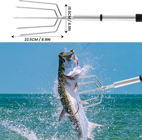 Vista 3 de Goture Pescado Lanza Rana Lanza Púas Acero Inoxidable Púas Pesca Arpón Pesca Gig Gaff Tenedor Gancho Tornillo para Rana y Peces Lanza Tenedor