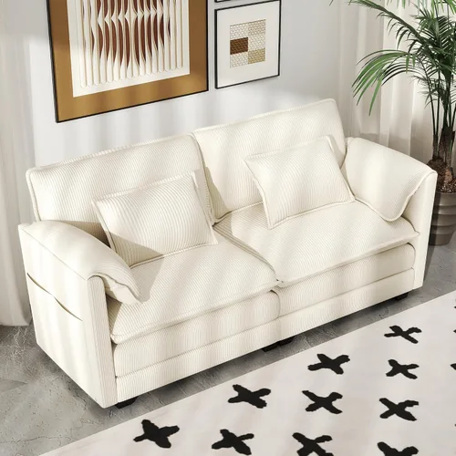 Vista 15 de Real Relax 145'' Sofá seccional modular, sofá convertible de 4 plazas con chenilla, 8 almohadas y 2 reposabrazos para sala de estar, oficina