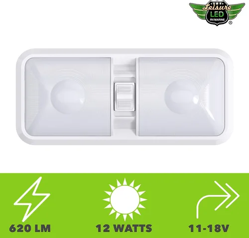Vista 8 de Paquete de 5 luces LED para techo con doble cúpula, interruptor de encendido/apagado para iluminación interior de coche, RV, remolque, barco DC 12V