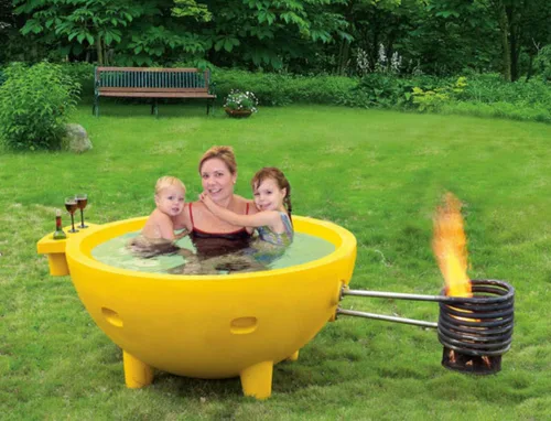 Vista 9 de ALFI brand FireHotTub-RW - Bañera de hidromasaje, vino tinto Rojo vino
