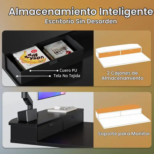 Vista 3 de HUANUO - Escritorio eléctrico de pie de 32 x 21 pulgadas con 2 cajones, compatible con montaje con abrazadera en C, escritorio de computadora